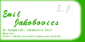 emil jakobovics business card